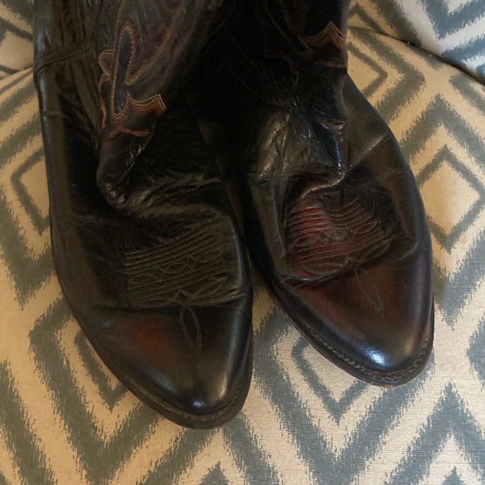 Laredo Embroidered Black Leather Western Cowboy Boots 12EE - Picture 2 of 6